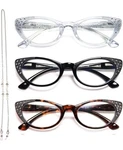 Eyeurl Cat Readers For Women - 3 Pack Blue Light Blocking Reading Glasses 2X. Fixed Price $14.95.