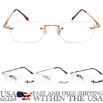 Classic Vintage Retro Rectangle Rimless Reading Glasses +1.25, +1.50, & +2.00. Fixed Price $19.99.
