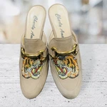 Charly Amor Mules W/ Embroidered Tiger Design Women Size 37 ( 6.5 Us). Fixed Price $39.99.