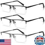 Anourney 3-PACK Men's Reading Glasses: Lightweight Metal Half-frame, Blue. Fixed Price $22.45.