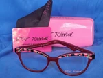 New Women's Betsey Johnson Eyeglass Frame Made You Look Red Plastic 55-17-140. Fixed Price $79.95.