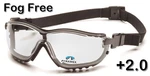 Pyramex V2G Fog Free Clear Lens Safety Glasses With Magnification 2.0. Fixed Price $16.00.