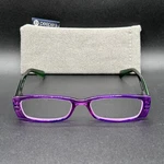 Peepers 365 +1.25 Rectangular Reading Glasses Purple Green Flex Used W/ Pouch. Fixed Price $19.00.