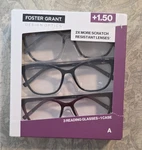 Foster Grant Design Optics SR0425 +1.50 Reading Glasses 3-PACK, Black/gray/burg. Fixed Price $10.00.