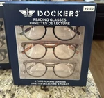 Dockers Reading Glasses +2.50 3 Pack Black, Animal Print, Grey Round Frame. Fixed Price $31.99.