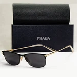 Prada Sunglasses Gold Black Metal Rectangle PR55ZV Vpr 1BO-1O1 55MM. Fixed Price $179.90.