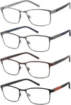 4 Pack Reading Glasses For Men, Blue Light 2.0X, Black Gun Brown Grey. Fixed Price $35.94.