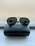 Versace Sunglasses MOD.2256 1002/87 Polished Gold Oversized Cat Eye Gray Lenses. Fixed Price $200.00.