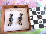 Betsey Johnson Black Cat Stud Earrings Ab Crystal Moving Tail Halloween New. Fixed Price $25.95.