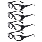 4 Pk Clear Lens Mens Black Frame Reading Glasses Heavy Duty Readers For Work. Fixed Price $15.99.