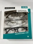 Foster Grant - Reading Glasses +2.00 (3 Pack) Scratch Resistant Lenses. Fixed Price $16.89.
