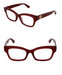 Gucci Optical 50MM Burgundy Square Cateye Eyeglasses Transparent Lens $385. Fixed Price $245.99.