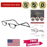 Magnetic Readers For Easy Vision, Adjustable Fit, 1.75X, Stylish Black Design. Fixed Price $80.99.