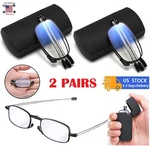 2 Pairs Metal Compact Folding Anti-blue Light Reading Glasses W/ Carrying Case. Fixed Price $10.39.