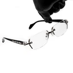 Retro Gothic Cross Style Edge Cut Rimless Clear Lens Silver Frame Eye Glasses. Fixed Price $22.99.