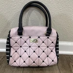 Betsey Johnson Women's Mini Quilted Handbag. Light Pink Black Hearts Zipper. Fixed Price $19.95.