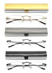 Eye Zoom Rimless Reading Glasses With Slim Case And Women, Multi Color. Fixed Price $28.99.