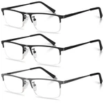 Anourney 3-PACK Men's Reading Glasses +3.0 Metal Half Frame Black Gray. Fixed Price $11.10.