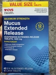 Pack, Cvs Health Mucus Extended Release Guaifenesin 1200MG 42 Tablets. Fixed Price $20.00.