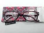 Foster Grant Allegra Red Paisley Reading Glasses 52 19-142 Choose Strength. Fixed Price $14.95.