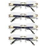 4PK Mens Diamond Shape Rimless Blue Light Blocking Reading Glasses Metal Readers. Fixed Price $22.19.
