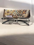 Foster Grant T23 Gun Reading Glasses +3.25 With Floral Pattern Case. Fixed Price $25.00.