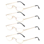 Kokobin 4-PAIR Half Rim Metal Reading Glasses Spring Hinge, Gold, 3.50. Fixed Price $31.45.