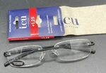 Icu Reading Glasses 1.25 Rimless Blk Aluminum Spring Hinges, Scratch Resistant. Fixed Price $15.00.