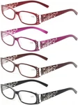 +1.0 Kerecsen Women's 4 Pairs Ladies Reading Glasses Spring Hinge With Laser Pat. Fixed Price $25.00.