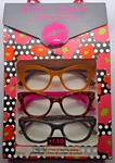 3 Pair Betsey Johnson Readers New Reading Glasses Amber Tortoise Black +1.50. Fixed Price $25.38.