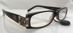 Jimmy Crystal Signature Logo Topaz & Clear Swarovski Reading Glasses, +2.50 Lens. Fixed Price $65.00.