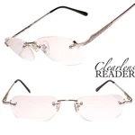 Classic Vintage Retro Silver Rectangle Rimless 2.25 Reading Glasses Reader. Fixed Price $16.99.