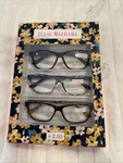 Isaac Mizrahi 3 Pack Gift Box Womens Reading Glasses Black,tortoise,yellow +2.00. Fixed Price $29.95.