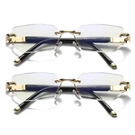 2PK Mens Diamond Shape Rimless Blue Light Blocking Reading Glasses Metal Readers. Fixed Price $16.19.