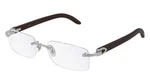 Cartier Silver With Brown Wood Temples 53MM Unisex Eyewear CT0052O 004. Fixed Price $1928.55.