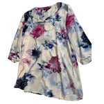 Ellen Tracy Women Floral Blouse Top Size Large Long Sleeve Cream Pink Blue. Fixed Price $19.99.