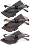 Packs Bifocal Half Frame Rimless Reading Glasses For Men, +1.00-3.00, W/ Pouch. Fixed Price $17.99.