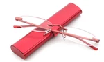 Rimless Compact Reading Glasses Classic Red Readers Travel Slim Design With Case. Fixed Price $16.95.