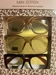 Max Edition Reading +3.00 Lg Lenses New Eyeglasses 3PK. Fixed Price $33.00.