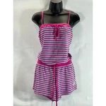 Betsey Johnson Women's Pink/light Blue Striped Floral Embroidered Romper Sz. Fixed Price $21.00.
