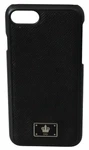 Dolce & Gabbana Case Cover Black Leather Dg Crown Logo Iphone 7 Rrp $300. Fixed Price $74.50.