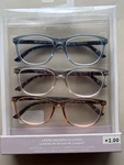 Nine West 3 Pack Readers +2.00 Reading Glasses Blue, Pink, Clear. Fixed Price $23.99.