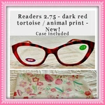 Reading Eye Glasses +2.75 Dark Red Tortoise /animal Print. New! Unbranded W/case. Fixed Price $12.00.