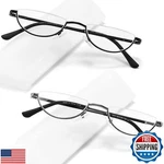 Toveen 2 Pack Half Lens Reading Glasses Blue Light Blocking, Moon Frame. Fixed Price $34.99.