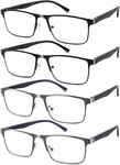 4-PACK Mens Reading Glasses Blue Light Blocking,spring Hinge Stylish Metal Full. Fixed Price $44.47.