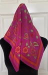 Vintage Adrienne Vittadini 100% Silk Scarf 20 Square Pink Florals Hand Rolled. Fixed Price $12.99.