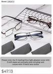 Crgatv 3 Pack Reading (1.0) Blue-light Glasses With Lens Cloth & Soft Case New. Fixed Price $19.99.