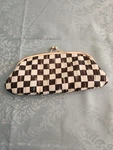 Mackenzie Childs Courtly Check Black White Soft Eyeglass Case Kiss Lock Clasp. Fixed Price $50.00.