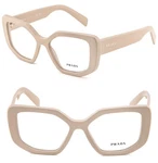 Prada Symbole PRA04V Nude Beige Geometric Logo Bold Eyeglass Optical. Fixed Price $306.00.