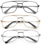 Aviator Reading Glasses Classic Square Retro Metal Frame Spring Hinge Reader. Fixed Price $25.95.